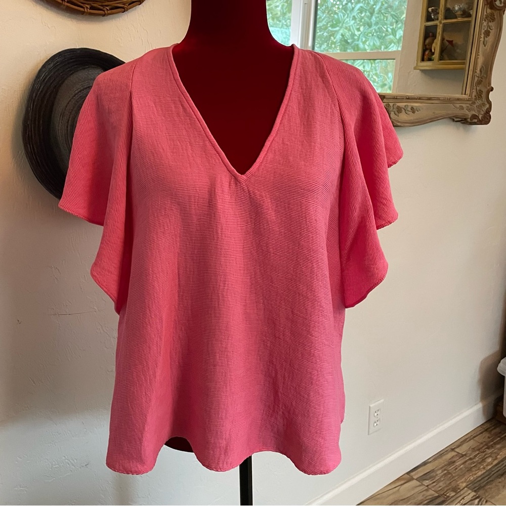 Rachel Roy Top Size Large Passionate Pink! Ruffles!
